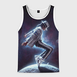 Майка-безрукавка мужская Michael Jackson on the moon, цвет: 3D-белый