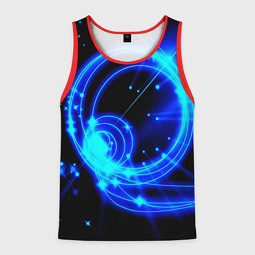 Мужская майка без рукавов Оптические синие волны / 3D-Красный – фото 1