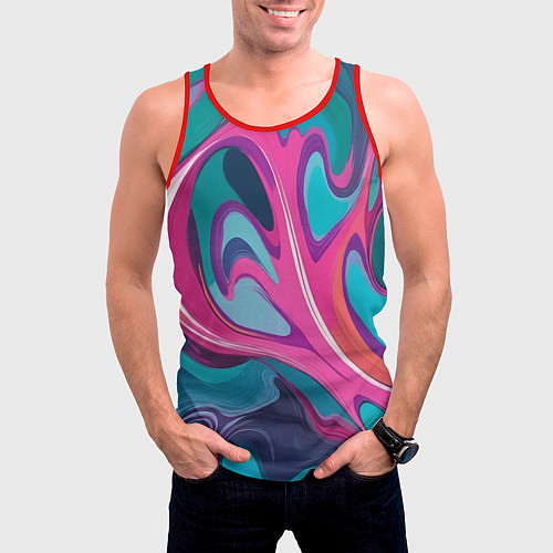 Мужская майка без рукавов Эбру краска / 3D-Красный – фото 3