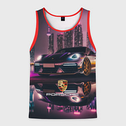 Майка-безрукавка мужская Porshe night city, цвет: 3D-красный