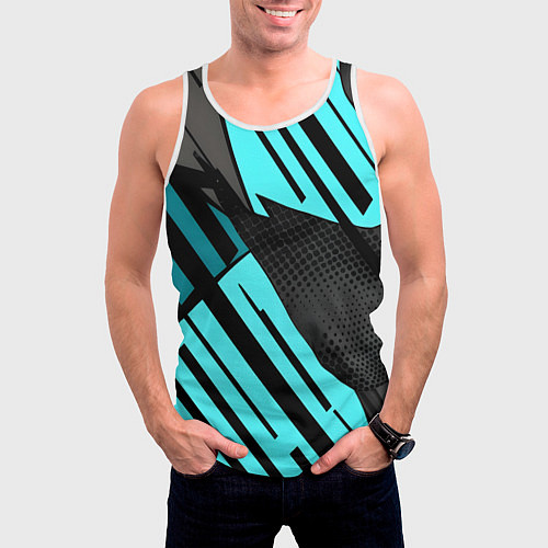 Мужская майка без рукавов Спортивный динамичный / 3D-Белый – фото 3