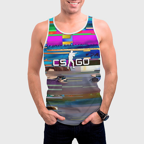 Мужская майка без рукавов CSGO текстура скин / 3D-Белый – фото 3