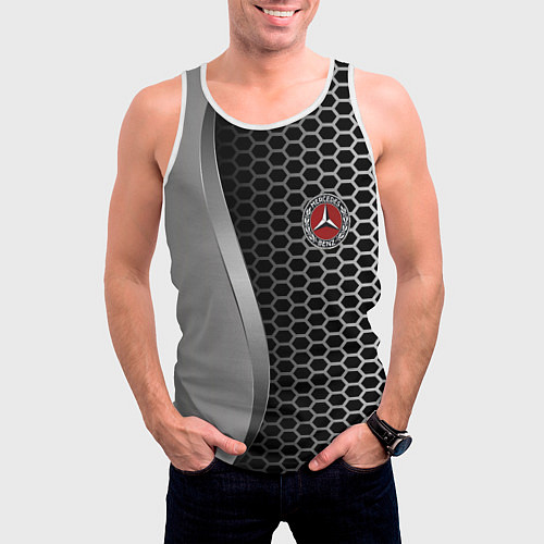 Мужская майка без рукавов Mercedes металическая сетка / 3D-Белый – фото 3