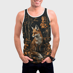 Майка-безрукавка мужская Лис в осенней чаще, цвет: 3D-белый — фото 2