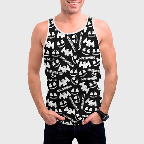 Мужская майка без рукавов Marshmello pattern music / 3D-Белый – фото 3