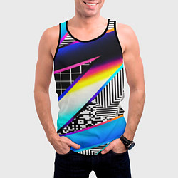 Майка-безрукавка мужская Neon stripes geometry, цвет: 3D-черный — фото 2