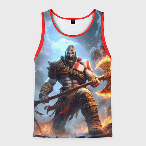 Мужская майка без рукавов Кратос в ярости / 3D-Красный – фото 1