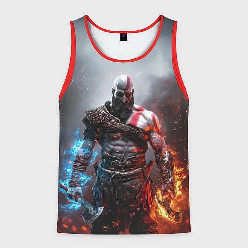 Мужская майка без рукавов God of War Кратос / 3D-Красный – фото 1