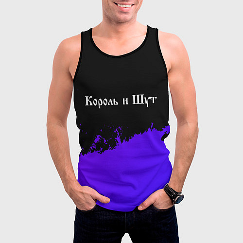 Мужская майка без рукавов Король и Шут purple grunge / 3D-Черный – фото 3