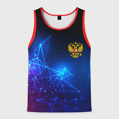 Мужская майка без рукавов Герб РФ абстракция текстура / 3D-Красный – фото 1