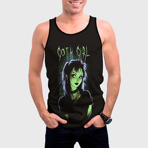 Мужская майка без рукавов Goth girl - Beetlejuice / 3D-Черный – фото 3