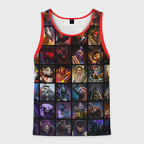 Мужская майка без рукавов Dota 2 - все персонажи / 3D-Красный – фото 1