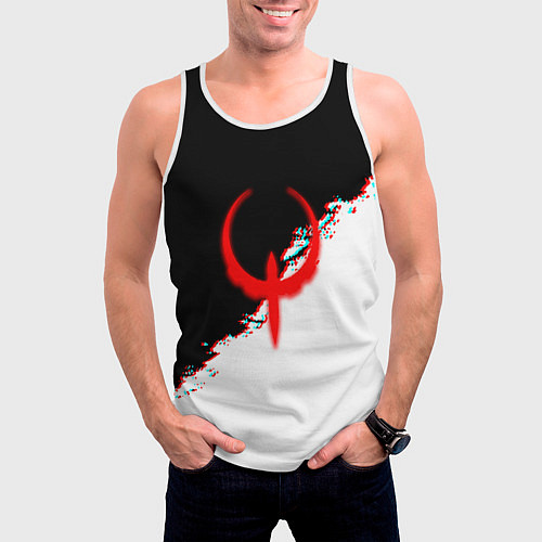 Мужская майка без рукавов Квейк глитч краски / 3D-Белый – фото 3