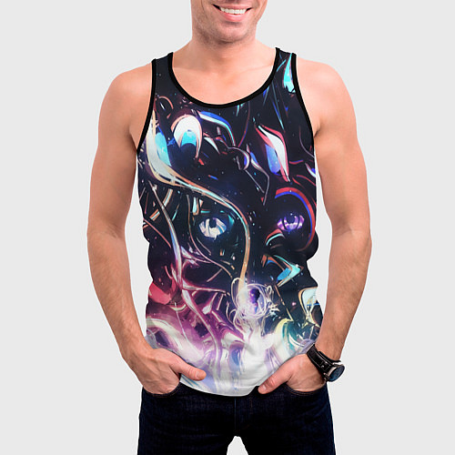 Мужская майка без рукавов Фрактальный узор текстура / 3D-Черный – фото 3