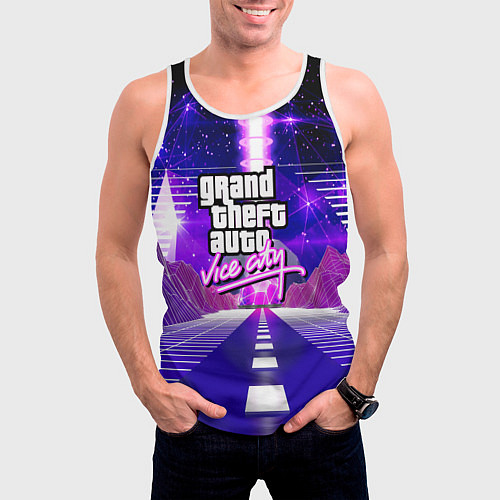 Мужская майка без рукавов GTA vice city retrovawe / 3D-Белый – фото 3