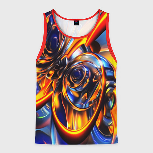 Мужская майка без рукавов Жидкие краски фрактал / 3D-Красный – фото 1