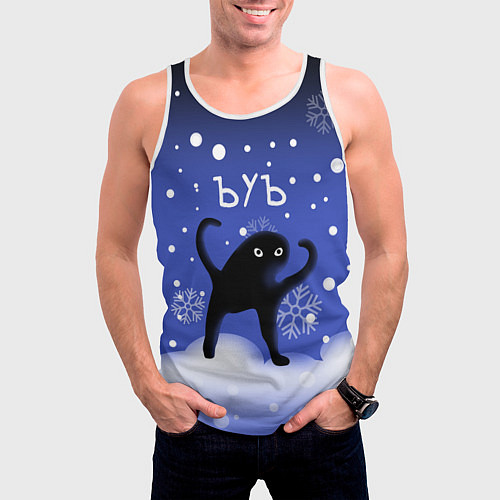 Мужская майка без рукавов Ъуъ - Новый год / 3D-Белый – фото 3