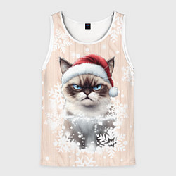 Майка-безрукавка мужская Угрюмый кот, цвет: 3D-белый