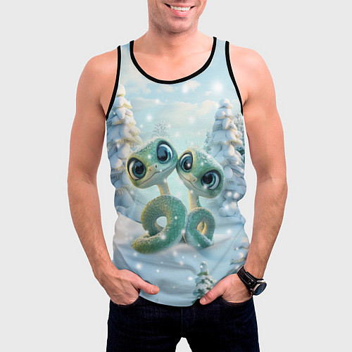 Мужская майка без рукавов Милые змеи / 3D-Черный – фото 3