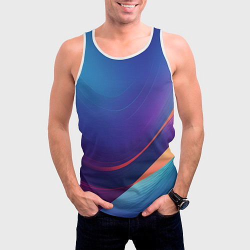 Мужская майка без рукавов Красивый градиент абстракция / 3D-Белый – фото 3