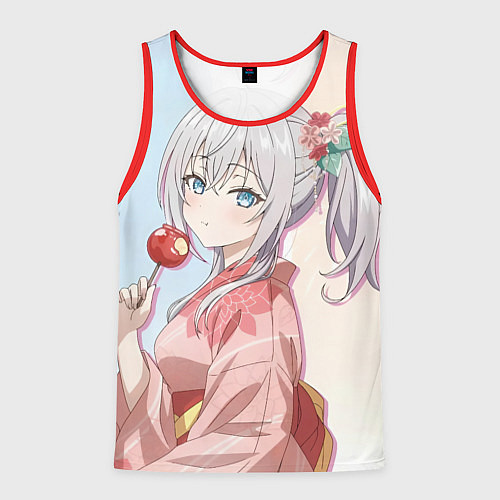 Мужская майка без рукавов Аля иногда кокетничает со мной по русски Алиса / 3D-Красный – фото 1