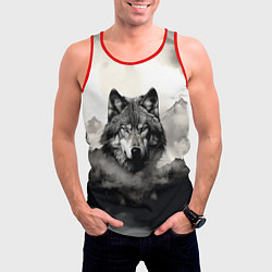 Майка-безрукавка мужская Голова серого волка, цвет: 3D-красный — фото 2