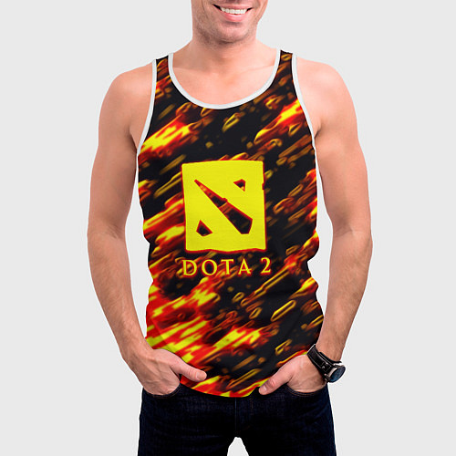 Мужская майка без рукавов DOTA2 огенный стиль текстура / 3D-Белый – фото 3