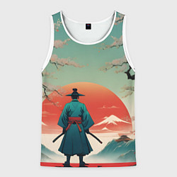 Майка-безрукавка мужская Яркий самурай на закате, цвет: 3D-белый
