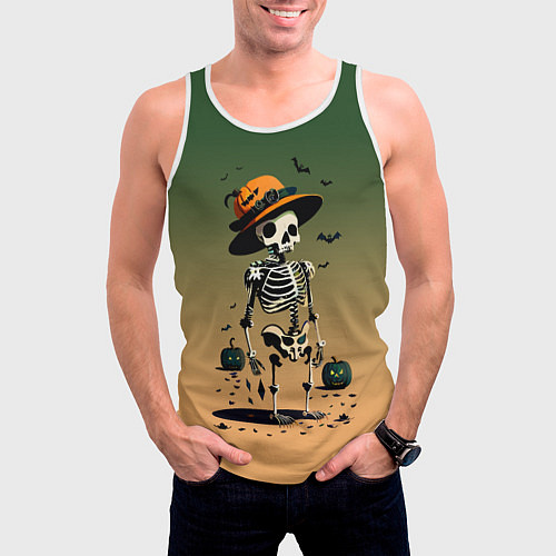Мужская майка без рукавов Funny skeleton - ai art fantasy / 3D-Белый – фото 3