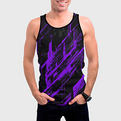 Майка-безрукавка мужская Purple stripes on a black background, цвет: 3D-черный — фото 2