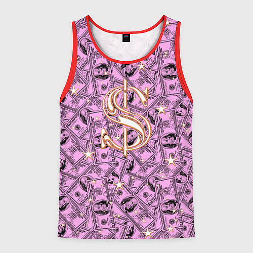 Мужская майка без рукавов Знак доллара - звезды / 3D-Красный – фото 1