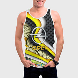 Майка-безрукавка мужская Opel абстракция волны, цвет: 3D-белый — фото 2