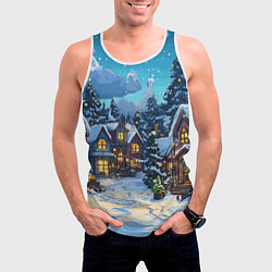 Майка-безрукавка мужская Город перед новым годом, цвет: 3D-белый — фото 2