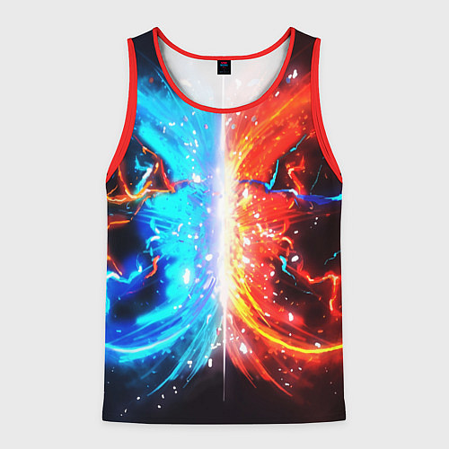 Мужская майка без рукавов Битва планет абстракция / 3D-Красный – фото 1