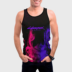 Майка-безрукавка мужская Cyberpunk 2077 neon flame, цвет: 3D-черный — фото 2