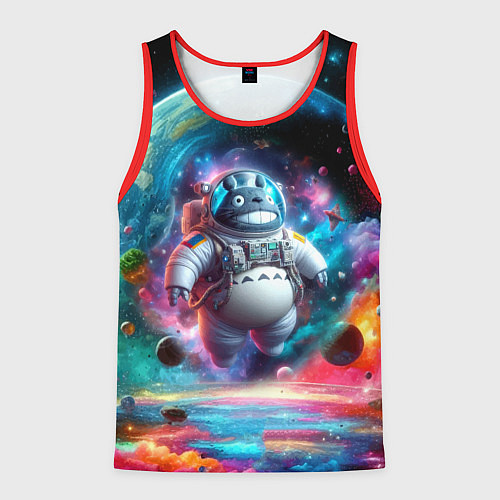 Мужская майка без рукавов Astronaut Totoro in neon space - ai art fantasy / 3D-Красный – фото 1