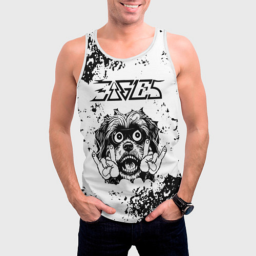 Мужская майка без рукавов Eagles - рок пес / 3D-Белый – фото 3