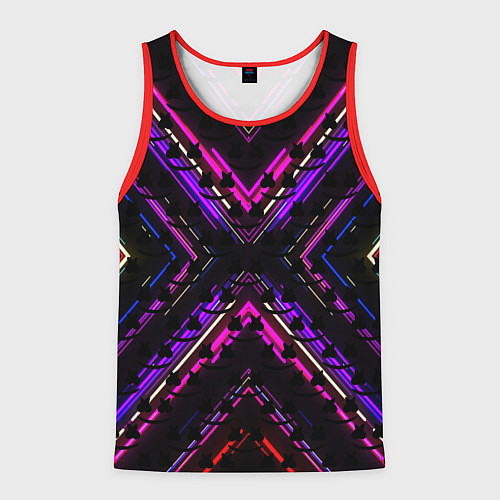 Мужская майка без рукавов Marshmello geometry neon / 3D-Красный – фото 1