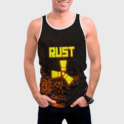 Мужская майка без рукавов RUST брызги красок лого / 3D-Белый – фото 3