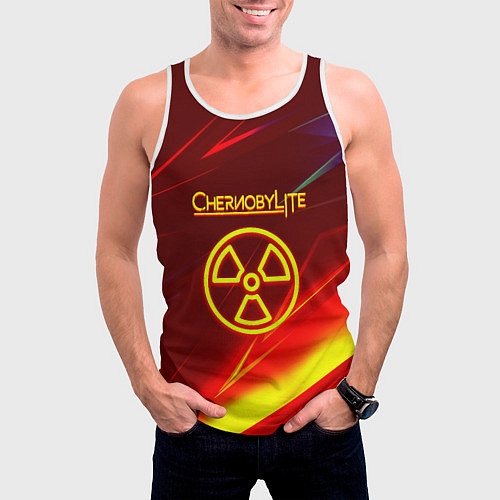 Мужская майка без рукавов Чернобыль лайт стрипсы / 3D-Белый – фото 3