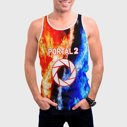 Мужская майка без рукавов Portal битва огней / 3D-Белый – фото 3