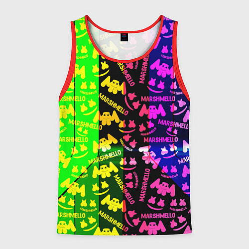 Мужская майка без рукавов Marshmello pattern neon steel / 3D-Красный – фото 1