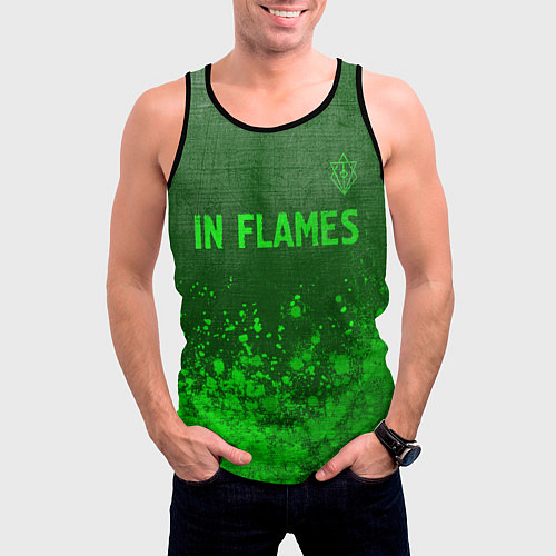 Мужская майка без рукавов In Flames - green gradient посередине / 3D-Черный – фото 3