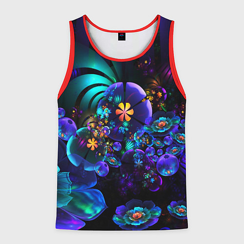 Мужская майка без рукавов Оптический фрактальный цветок / 3D-Красный – фото 1