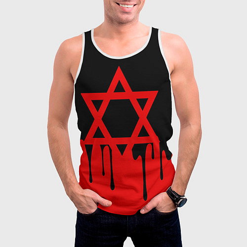 Мужская майка без рукавов Пентаграмма - кровь / 3D-Белый – фото 3