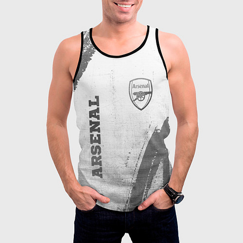 Мужская майка без рукавов Arsenal - white gradient вертикально / 3D-Черный – фото 3