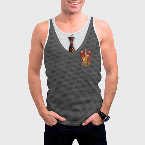 Мужская майка без рукавов Форма Гриффиндора / 3D-Белый – фото 3