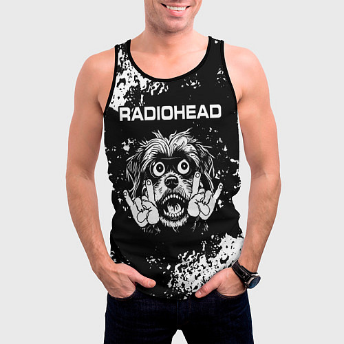 Мужская майка без рукавов Radiohead рок пес / 3D-Черный – фото 3