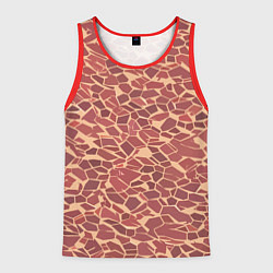 Майка-безрукавка мужская Тёмно красные плитки на бежевом фоне, цвет: 3D-красный