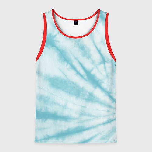 Мужская майка без рукавов Голубой тай дай / 3D-Красный – фото 1
